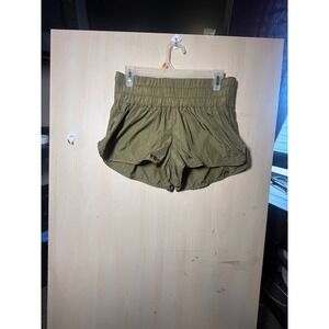 Free People Movement Rhythm Running Shorts Olive Green Built In Liner Size Small